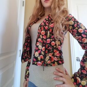 Xhilaration Faux-Leather Floral Crop Jacket